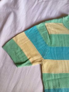 Stripped Cotton Crop Top Crew Neck