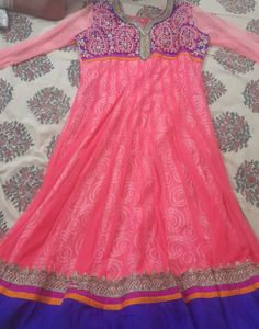 Pink Embroidered Anarkali Kurta Set