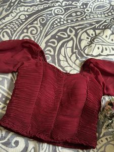 Maroon Cute Crop Top