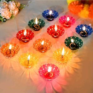 Colorful Flower Reflection / Shadow Diya Set