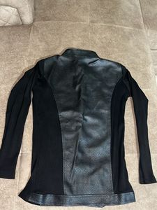 Edgy Black Leather Panel Jacket