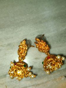 Laxmi Motiv Gold Plated Green Colour Necklace