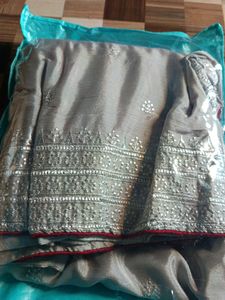 Karva Chauth Special Embroidery Saree With Blouse