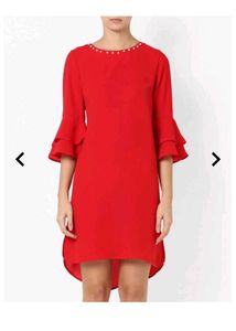 Red Colour Midi Dress