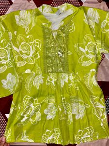 Green Floral Kurta