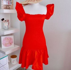 ZARA BRIGHT RED RUFFLED DRESS