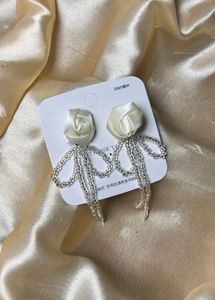 Elegant Rose &amp; Bead Dangle Earrings