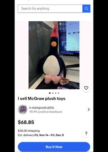 Feathers McGraw officially licensed plushie toy