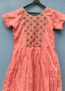 Peach Embroidered Dress