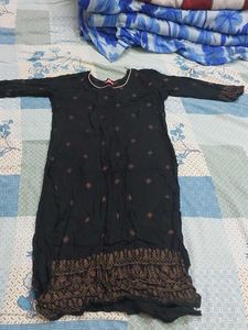 Black Straight Rayon Kurta