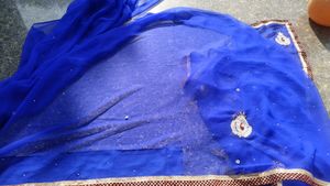 Navy blue embroidered saree