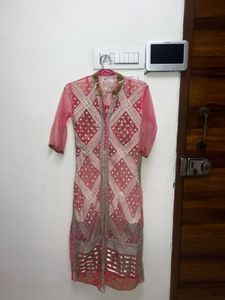 Peach &amp; Pink Heavy Embroidered Sharara Set | Festi