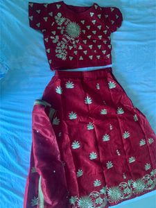 Threadwork Top Skirt Nad Dupatta