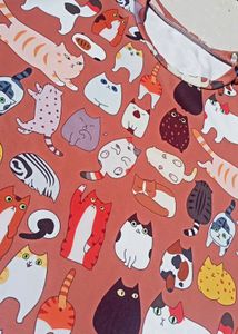 Kawaii Cat Print T-shirt (Rusty Orange)