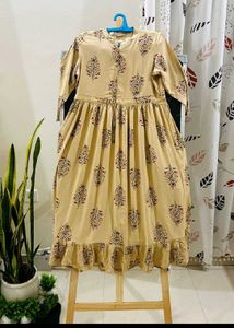 Boho Beige Floral Print Dress
