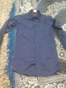 Men's Blue Patterned Dress Shirt