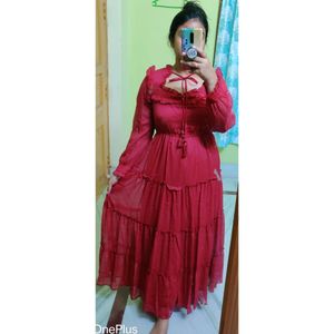 Branded Maroon Color Empire Dress