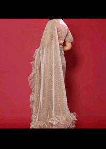 New Ruffle pallu saree with stitched blouse