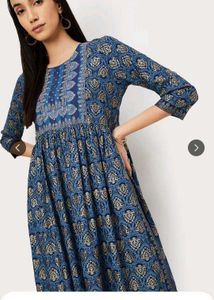 Blue Embroidery Kurti Pant Set With Free Shippin