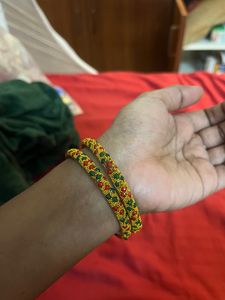 Beautiful Bangles With Green And Maroon Stones