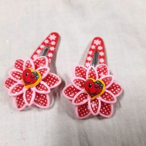 ❤️Y2k Flower Heart Hairclip Wink Face Emoji Hair Clips In Red &amp; Pink Color Flower Hair clip Aesthetic Hair accessories Trendy &amp; Stylish New Unused Cute Hair Clips For Kids Childrens Girls Teens