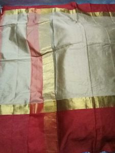 Brand New CottonSilk Saree with Golden LaceBorder