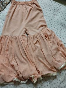 PRETTY PEACH HEAVY SHARARA 3 PIECE SET