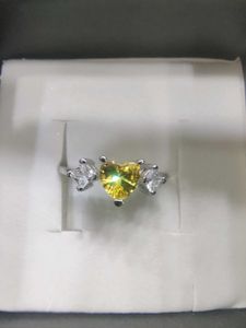 925 Sterling Silver Yellow Heart Ring