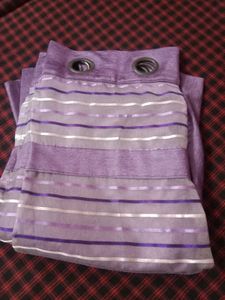Purple Striped Sheer Window Curtains