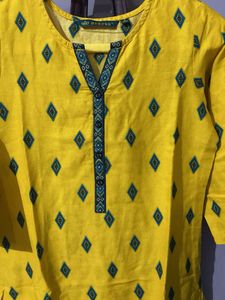 Yellow Printed Kurta