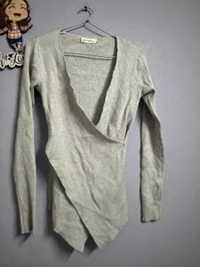 elegant ribbed korean cross top