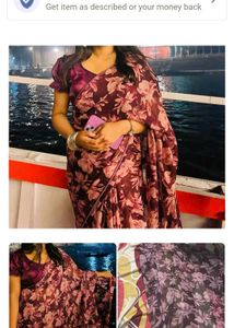 Floral Burgundy Saree