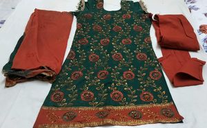 Green Embroidered Kurta Set