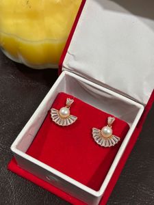 Pearl &amp; Crystal Fan Earrings