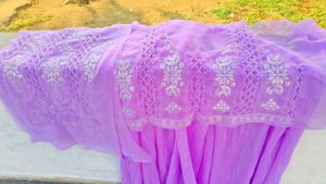 Lavender Saree with unstitched Blouse
