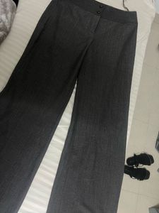 Elegant Grey Wide Leg Trousers
