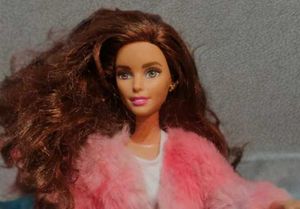 Barbie Doll in Pink Furry Jacket