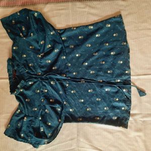 Teal Floral Print Pajama Set