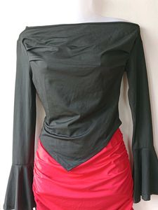 Asymmetric one shoulder flare sleeve top