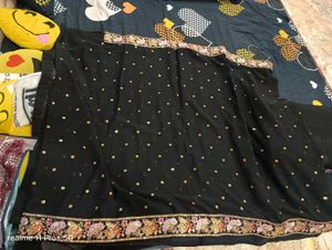 Elegant Black Saree with Embellished Border