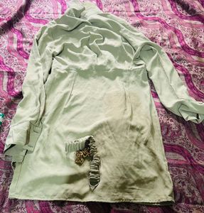 Elegant Green Mini Shirt Dress