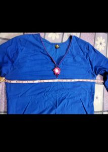 Blue Embroidery Kurti And Blue Shirt