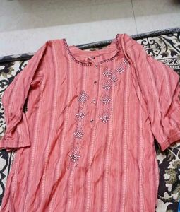 Peach Embroidered Suit Set