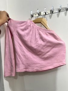 Pink Ruffle Trim Long Sleeve Top