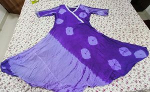 Custom Made Purple Cotton Anarkali Dress