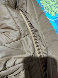 Women Brown Detachable Hood Puffer Jacket