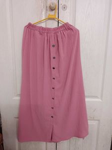 Pink Button-Down Skirt