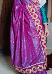 Purple Floral Border Saree