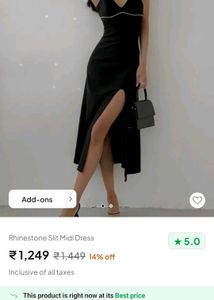 Rhinestone Slit Midi Dress