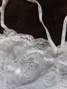 White Lace Bralette And Blocked Mules (Shoe)